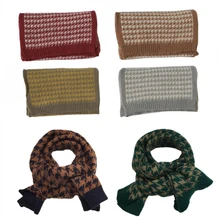 Корейские вязаные клетчатые Лоскутные мягкие теплые осенне-зимние плотные детские шали для мальчиков и девочек, шерстяные вязаные шарфы