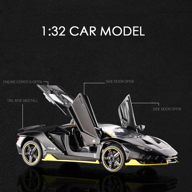 lower price  Hot LP770 1:32 Car Alloy Sports Car Model Diecast Sound Light Super Racing Lifting Tail Car Wheels 