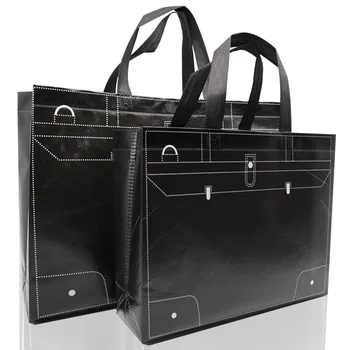 

solid color shopping bags black white Non-woven Eco bag simple design portable pouch Reusable large capacity handbags gift bags