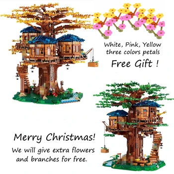 

IN STOCK DHL Ideas Tree House Model 3117Pcs Leaves of two colours Building Blocks Bricks Toys Compatible 21318 Chirstmas Gifts