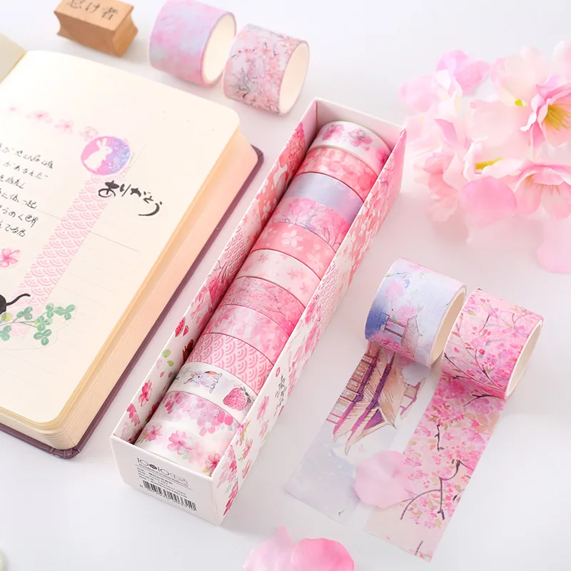 

10pcs/lot Japanese Style Washi Paper Tape Creative Freshness Sakura Album DIY Techo Decoration Stickers Masking Tapes