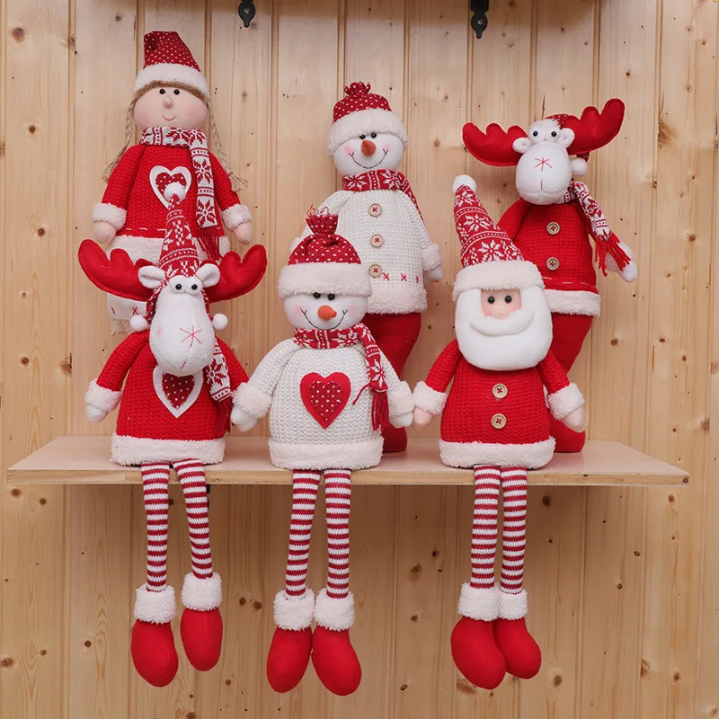 Рождественские куклы большого размера, выдвижные игрушки Санта-Клауса, фигурки снеговика, лося, рождественский подарок для детей, украшения на елку