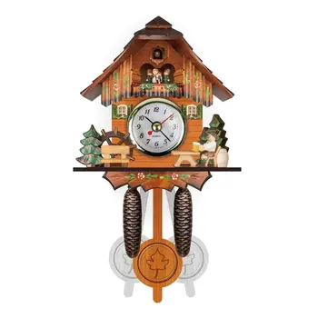 

Antique Wood Cuckoo Wall Clock Bird Time Bell Swing Alarm Watch Home Decoration M0XD