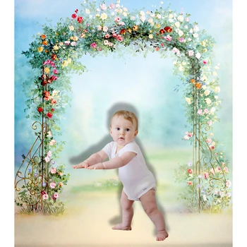 

Acejoker Flower Arch Backdrop Birthday Party Baby Shower Photoshoot Photography Background Vinyl Photo Studio Props
