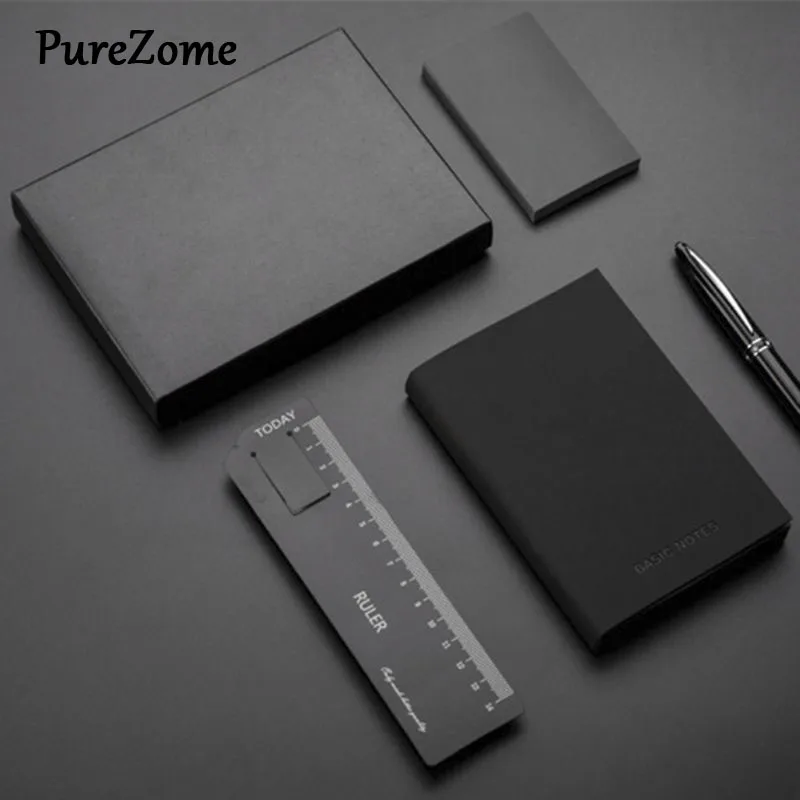 

Creative Notebook Black Leather Cover Notepad Diary Planner Business Style Blank Line Pages School Office Supplies