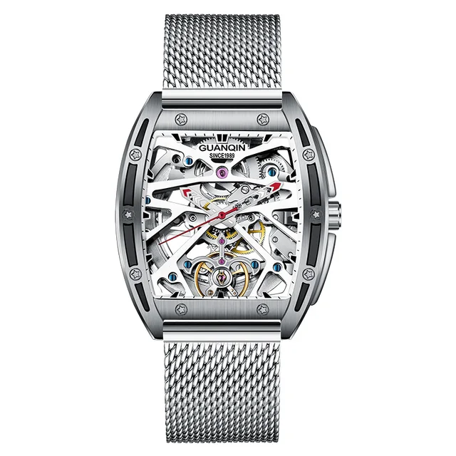 GUANQIN 2021 Men's Watches Mechanical Automatic Watch For Men Top Brand Luxury Stainless Steel Business Clock Relogio Masculino W White