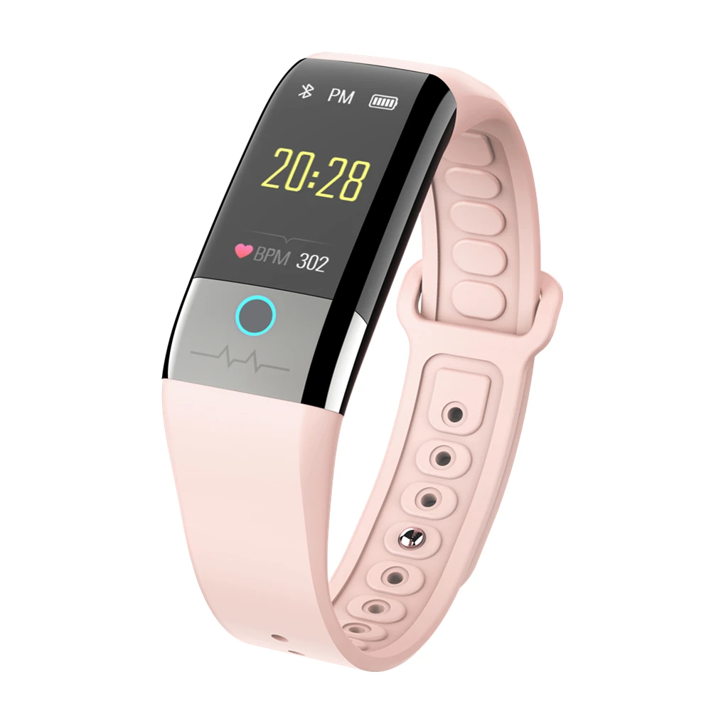 Розовый ЭКГ PPG HRV смарт-браслет пульсометр Монитор артериального давления фитнес-браслет трекер спортивной активности Шагомер водонепроницаемый браслет - Цвет: Розовый