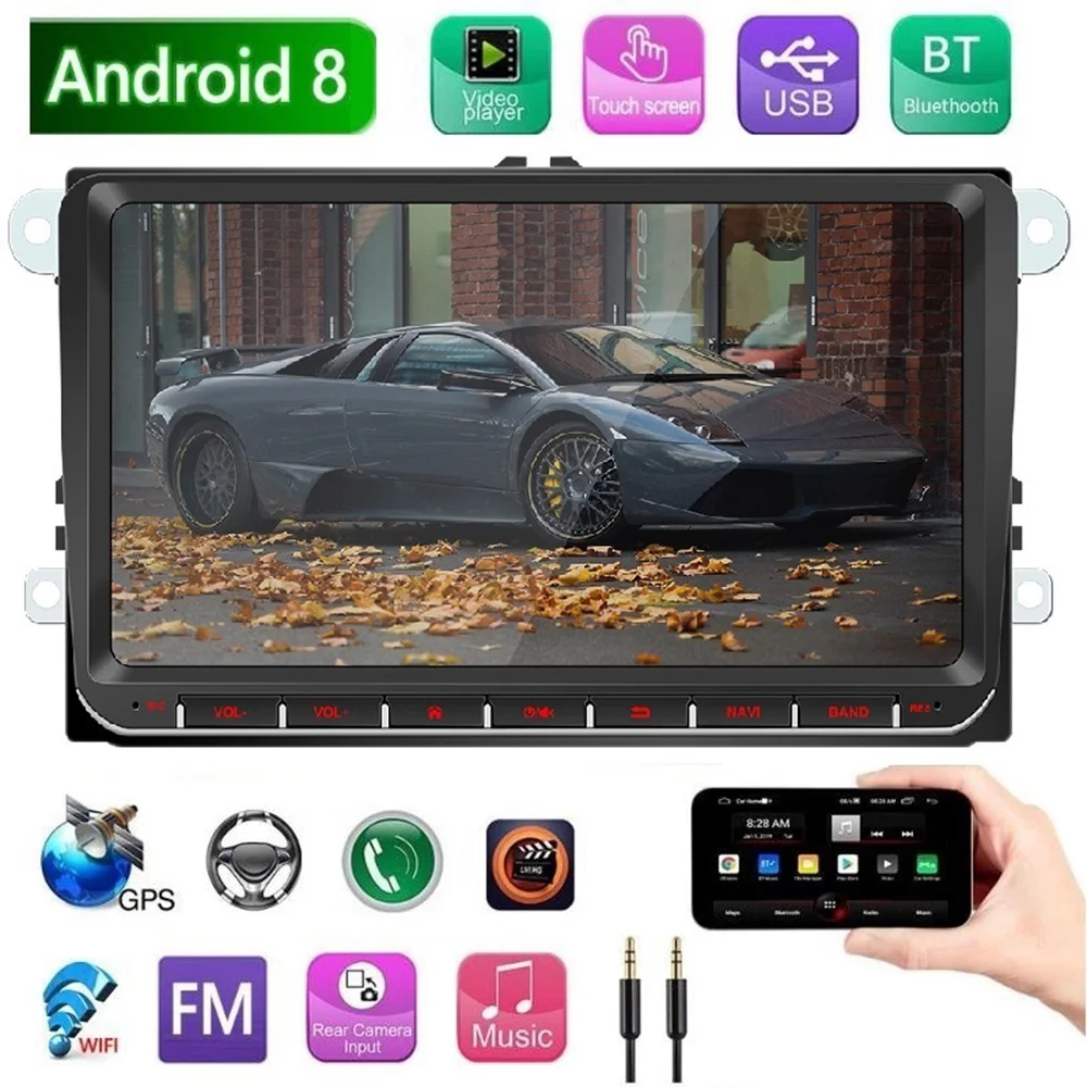 2Din 9 дюймов Автомобильный MP5 мультимедийный видео плеер gps навигация wifi Android 8,1 автомобильное радио Зеркало Ссылка стерео аудио для Skoda Golf, 9