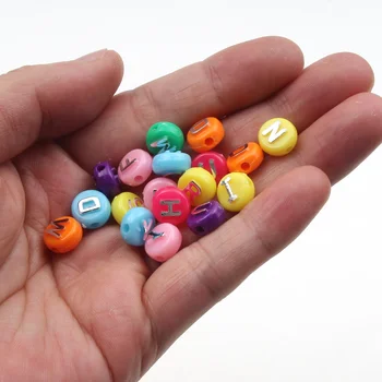

50pcs 10mm Mixed Round Alphabet/Letter Beads Acrylic Spacer Beads for Charm Bracelet Necklace Jewelry Making DIY