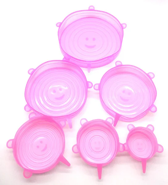 pink Homies 6 шт. Мягкая силиконовая крышка пищевая чаша крышка для чайника сковорода универсальная силиконовая крышка для кухонная посуда кухонный аксессуар - Цвет: pink