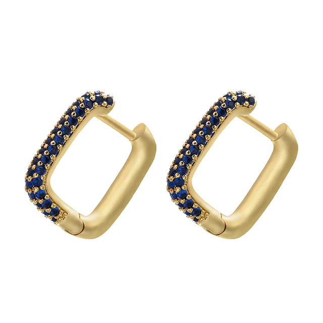 ZHUKOU NEW Hoop earrings gold/silver color small hoop earrings crystal women rainbow earrings Fashion jewelry wholesale VE144 gold blue