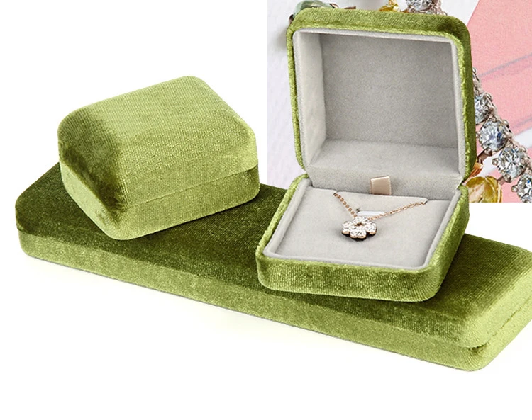 Fashion Velvet Engagement Wedding Earrings Ring Necklace Jewelry Display Box 
