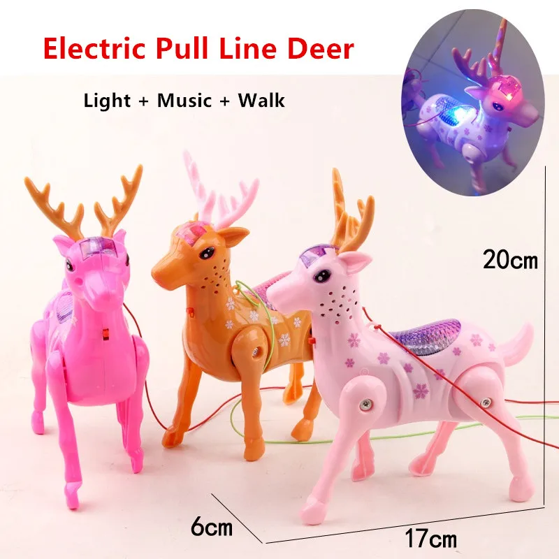 Upgrade Electric Pull Line Animal Toy Unicorn, Horse, Deer, Pig, Squirrel, Cattle And Dog,With Light + Music + Walking 2