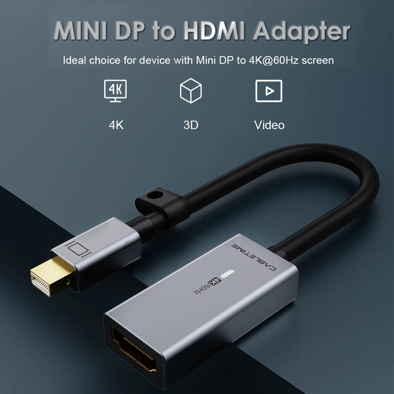 Фото Кабель Mini Displayport к HDMI адаптер синхронизация данных 4K 60 Гц Мини Dp конвертер для Macbook Lenovo Acer C315 №2