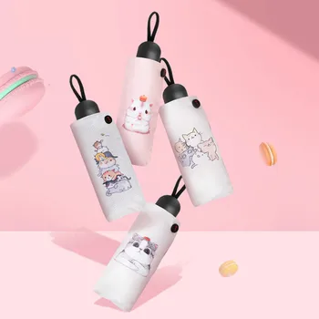 

TTK Cats Mini Sun Umbrella Coating Sunscreen Brand Pocket 5 Folding Umbrellas Children Guarda Chuva Fashion Paraguas Rain
