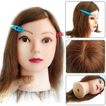 

100% Human Hair Doll Head With Hair Mannequin Head For Hairstyles Hairdressers Curling Practice Training Head With Free Gift