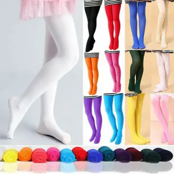 

2020 Cute Girls Kids Tights Opaque Pantyhose Hosiery Ballet Dance Stockings Candy Colors 1Pair Age 1-12Y