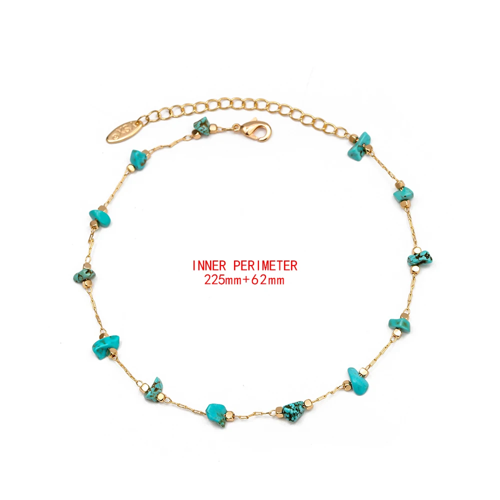 Lucky Eye Natural Stone Anklet Gold Color Leg Foot Chain Beach Ankle Bracelet Adjustable for Women Girls Fashion Jewelry BD92 - Image 2