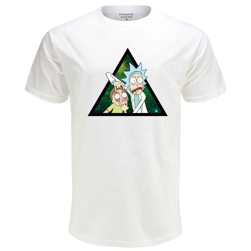 Mens High Quality T-shirt 100% Cotton Crewneck Loose Rick And Morty Printed Men Tshirt Casual Knitte