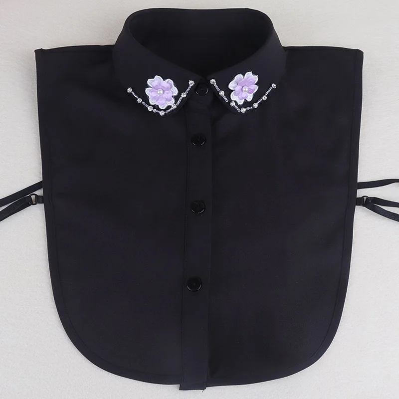 

Fashion Women Flower Detachable Collar Shirt Fake Collar White Ladies Beads False Collar Necklace Clothes Dress Accessories