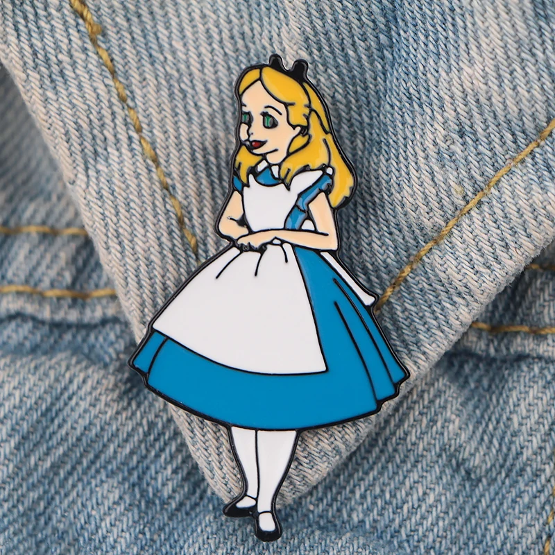 K1147 Mad Hatter Alice булавки эмалированные булавки броши мультфильм креативная металлическая брошь булавки Джинсовая Шляпа значок воротник ювелирные изделия 1 шт