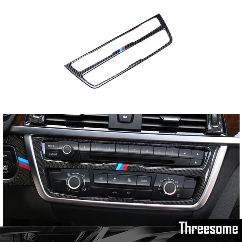 

SRXTZM Carbon Fiber AC CD Control Decor Cover Trim Interior Moulding Car Styling Sticker For BMW F30 F34 320i 3 Series