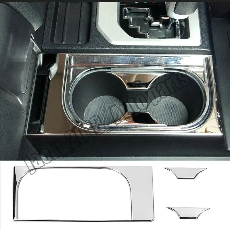 Stainless interior water cup holder frame cover trim For Toyota Tundra