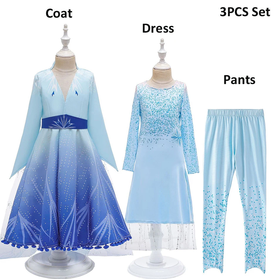 Anna Costume Girls Elsa 2 Cosplay Christmas Dress Kids Party Birthday Ball Gown Elsa Anna Dress Princess for Girl Fancy Clothes beautiful baby girl skirt Dresses