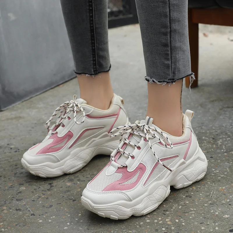 

Rimocy Patchwork Mesh Platform Sneakers Women Mix Color Casual Flat Shoes Woman 2020 Spring New Fashion Vulcanized Shoes Ladies