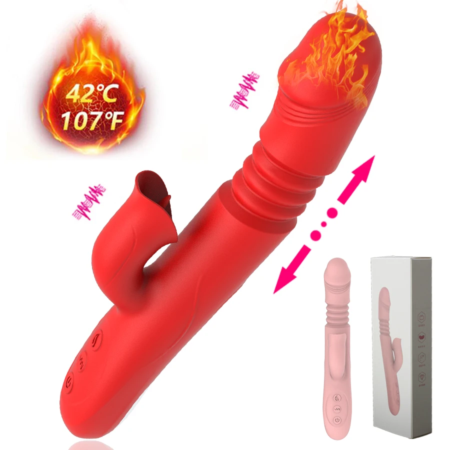 Dildo Vibrator for Women Heating Telescopic Rotation Tongue Licking Clitoris G-spot Stimulator Adult Sex Toys | Красота и здоровье