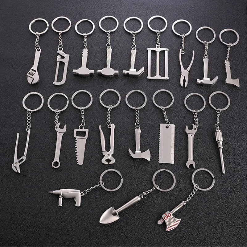 Keychains for Men Car Bag KeyRing Combination Tool Portable Mini Utility Pocket Clasp Ruler Hammer Wrench Pliers Shovel | Украшения и