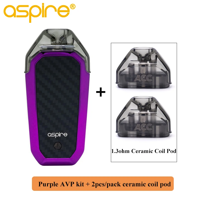 Набор электронных сигарет Aspire AVP Vape Kit 2 мл емкость Pod 1,2/1,3/700 Ом катушка встроенный аккумулятор мАч MTL стартовый комплект Vaper - Цвет: purple ceramic pod