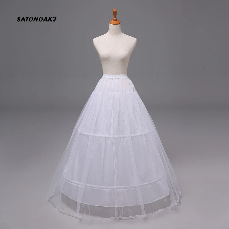 

SATONOAKI Free shipping High Quality White 3 Hoops Petticoat Crinoline Slip Underskirt For Wedding Dress Bridal Gown In Stock