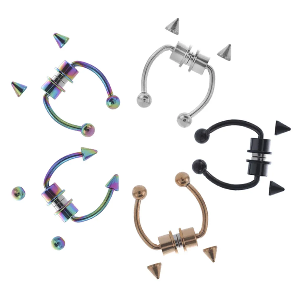 Fake Nose Ring Hoop Nose Septum Rings Stainless Steel Magnet Nose Punk Fake Piercing Body Jewelry Hip Hop Rock Ear clip Jewelry