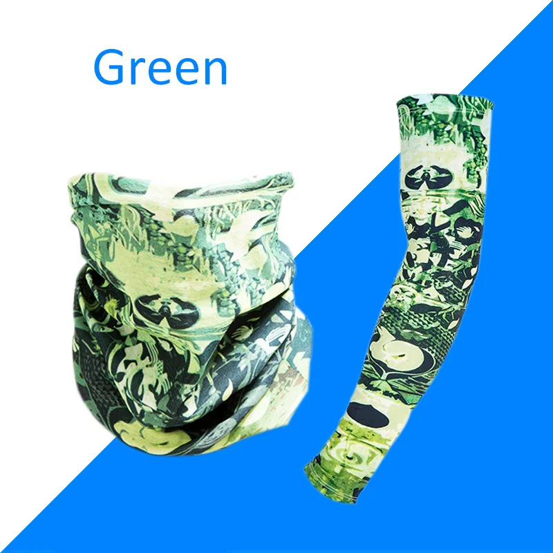 Green-L 1Set Summer Mouth Face Mask Ice Cool Sleeve Unisex Mask Letter Print Fashion Sleeve Mask Outdoor Sunshine Avoider Face Cover - Цвет: Green-L