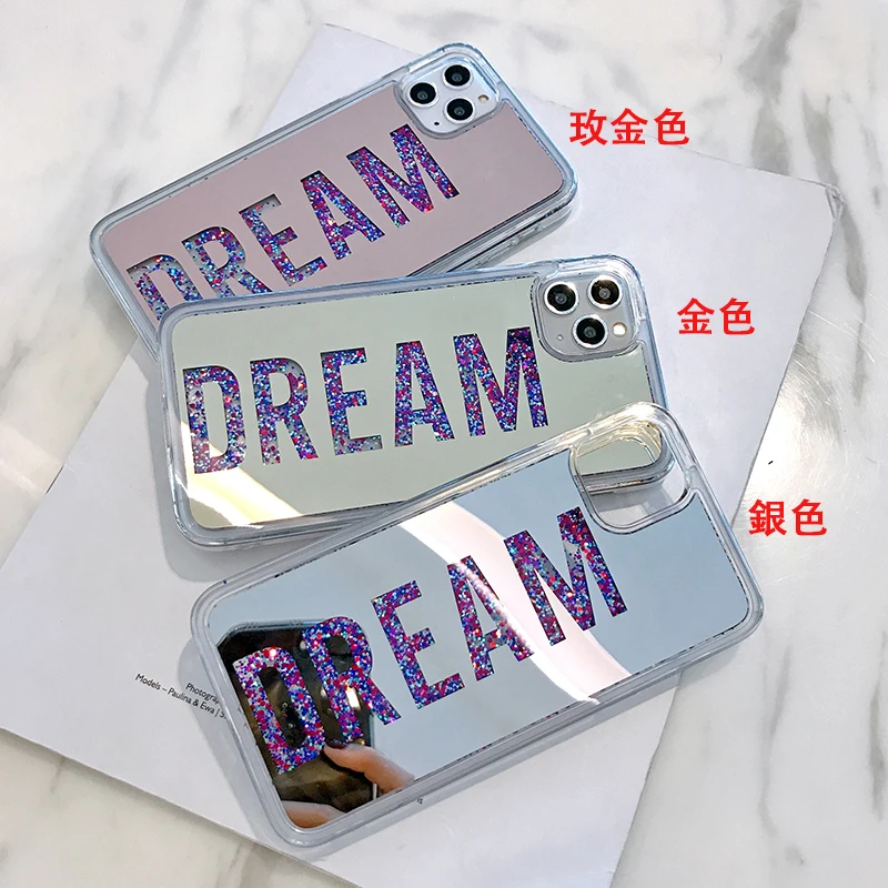 Зеркальный чехол с надписью DREAME для телефона iPhone 12 11 Pro X Xr Xs Max жидкими