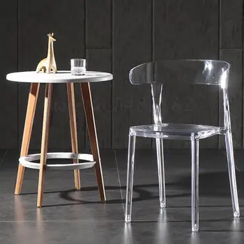 

Simple Modern Transparent Horn Chair Acrylic Designer Fashion Crystal Hotel Restaurant Dining Chair Home Reception Chair