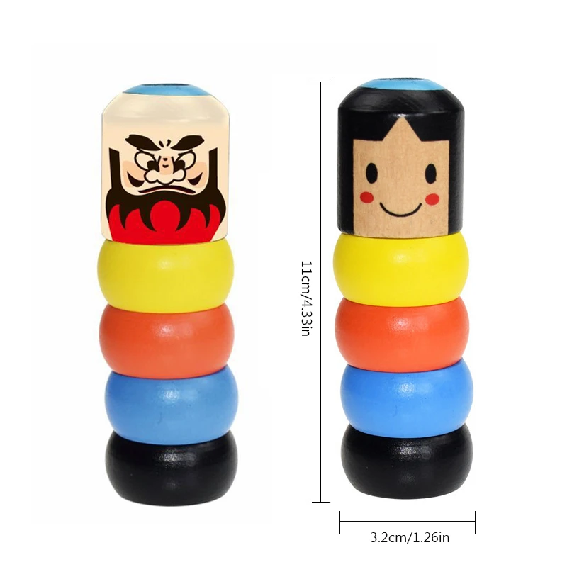 Tumbler Halloween Tricks Funny Toy Stage Unbreakable Wooden Man Girl Magic Funny Toys Traditional Japanese Roly 5