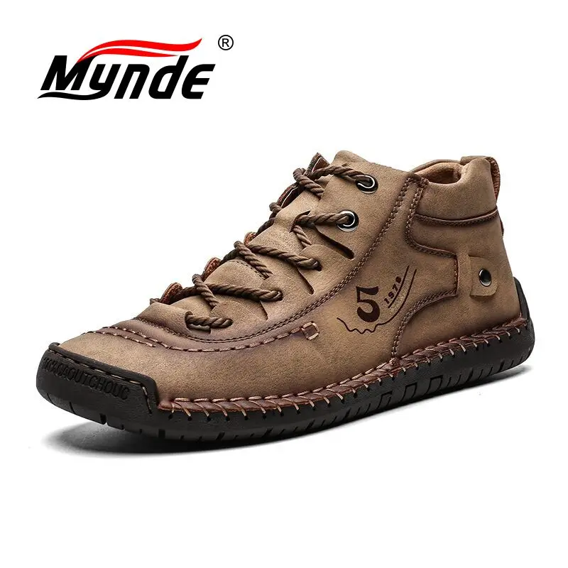 

Mynde New Men's Boots Winter With Fur Keep Warm Snow Boots Men Shoes Footwear Fashion Male Winter Leather Ankle Boots Size 39-48