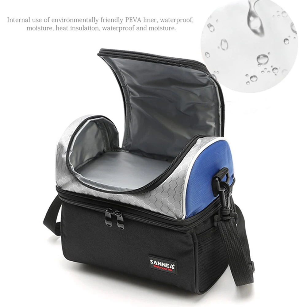 Outdoor Picnic Work School Two Layers Thermal Insulation Portable Hand Held Travel Adjustable Lunch Box Bag Oxford Cloth