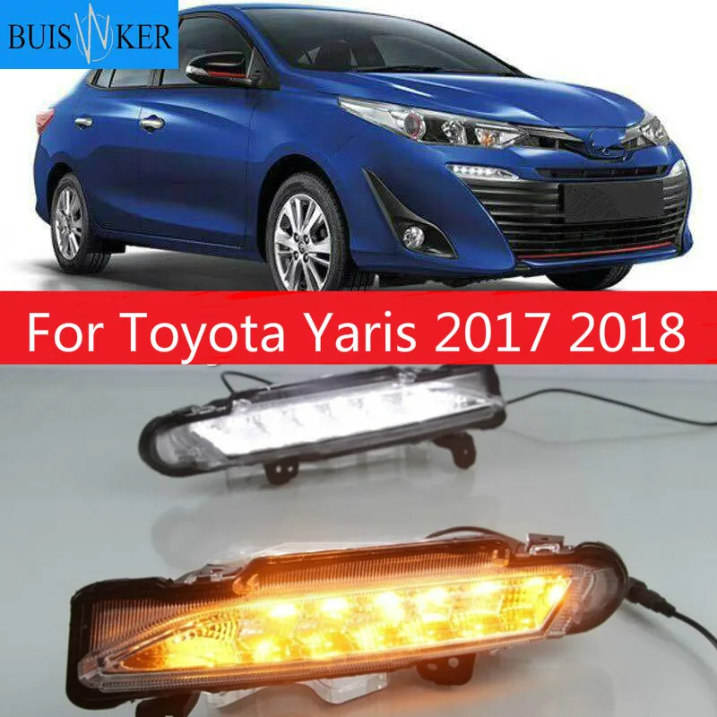 DRL для Toyota Yaris 2017 2018 Водонепроницаемый 12V Светодиодный дневной светильник Дневной