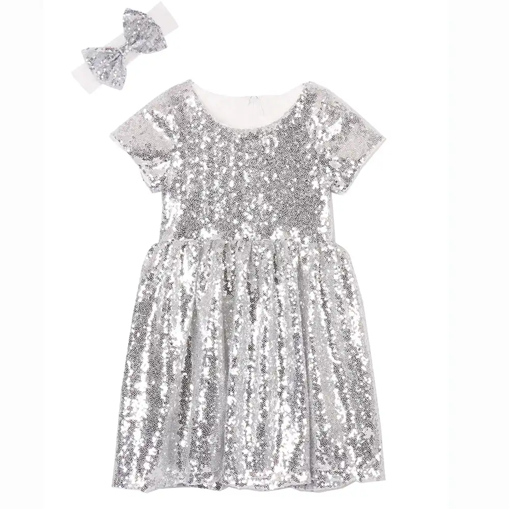 girls white sequin dress