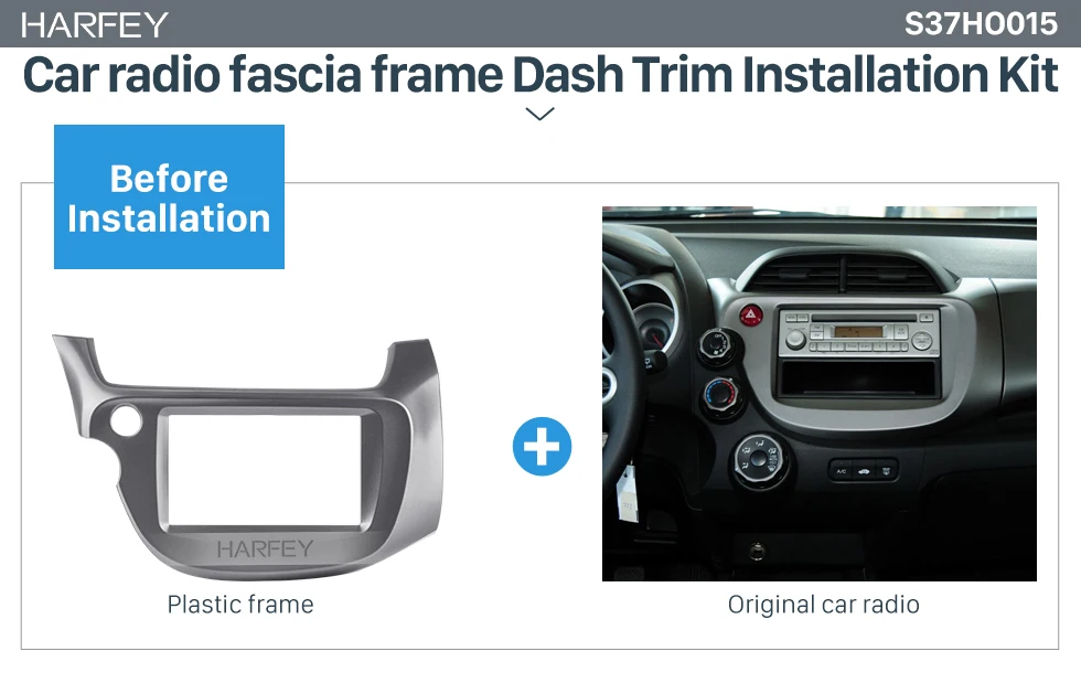 Harfey черный двойной Дин Радио Рамка фасции рамка CD отделка панель для 2008-2013 Honda Fit LHD аудио крышка Установки Монтажный комплект