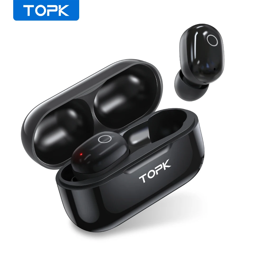  Беспроводные Bluetooth наушники TOPK T12 V5.0, наушники с сенсорным управлением, 3D стерео игровая Спортивная гарнитура с аккумулятором 350 мАч 