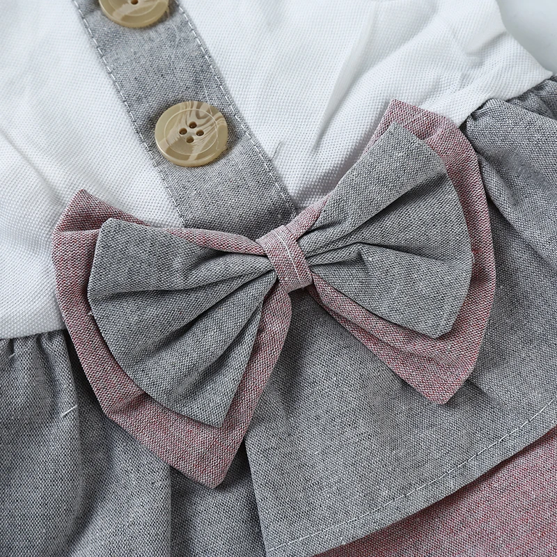 Милое элегантное платье майка с рисунком собаки кошки бантом комплект платьем