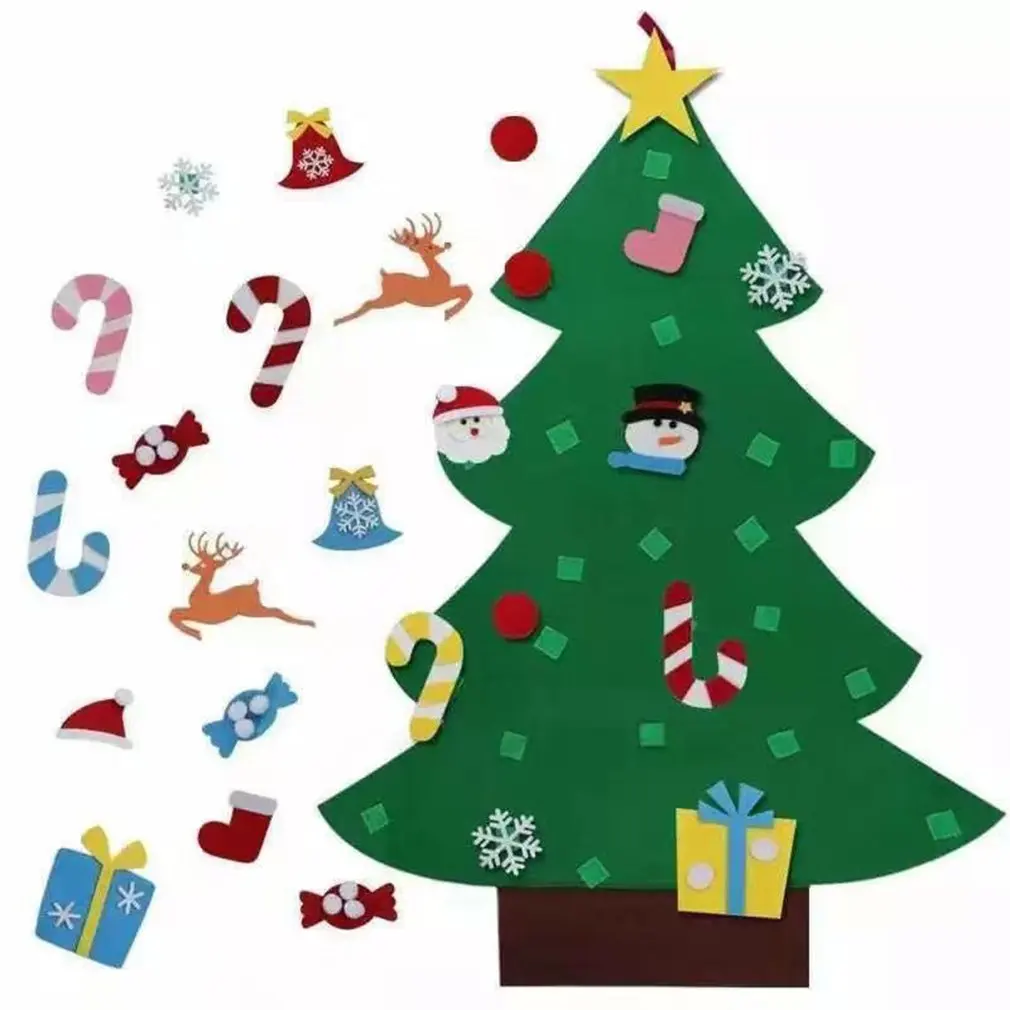 Diy войлочная Рождественская елка новогодние подарки Детские игрушки искусственное дерево настенные подвесные украшения Рождественское украшение для дома