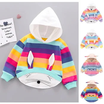 

Long Sleeve Rabbit Cartoon Hooded Sweatshirt Winter Kids Girls Hoodies Tops Autumn Baby Boy Clothes Unisex Casual Pullover Hoody