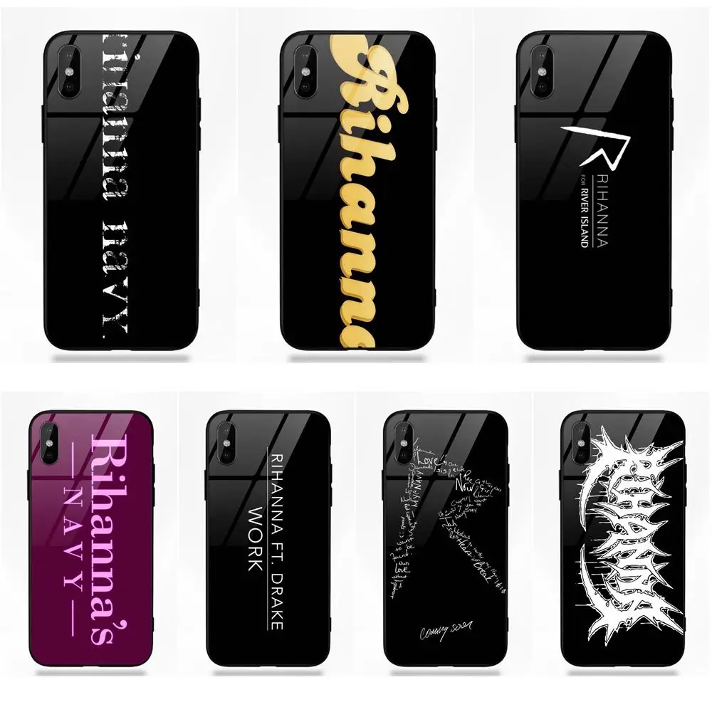 Rihanna Logo Tempered Glass Capa For Galaxy S8 S9 Plus Huawei Honor 7X P20 Lite Mate 10 Pro Redmi 5 Note 5A 6 | Мобильные телефоны