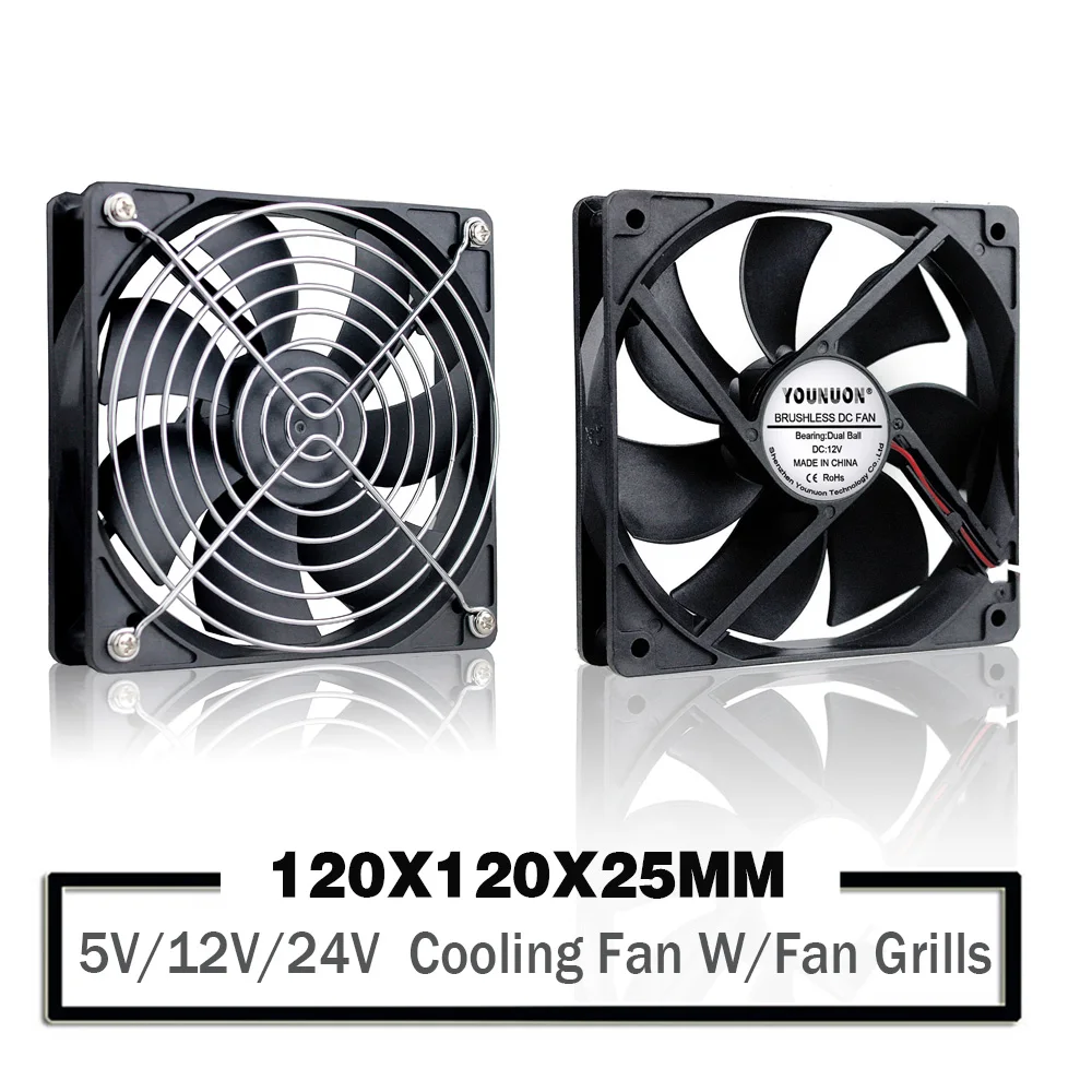 Jovem Ventilador Esférico 5v 12v 24v 120 mm 120x120x25 mm Cooler sem Escova para pc e Notebook