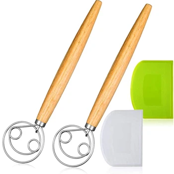 

4-Piece Stainless Steel Dough Mixer with Dough Scraper Suitable for Baking Bread Pastry or Pizza Dough